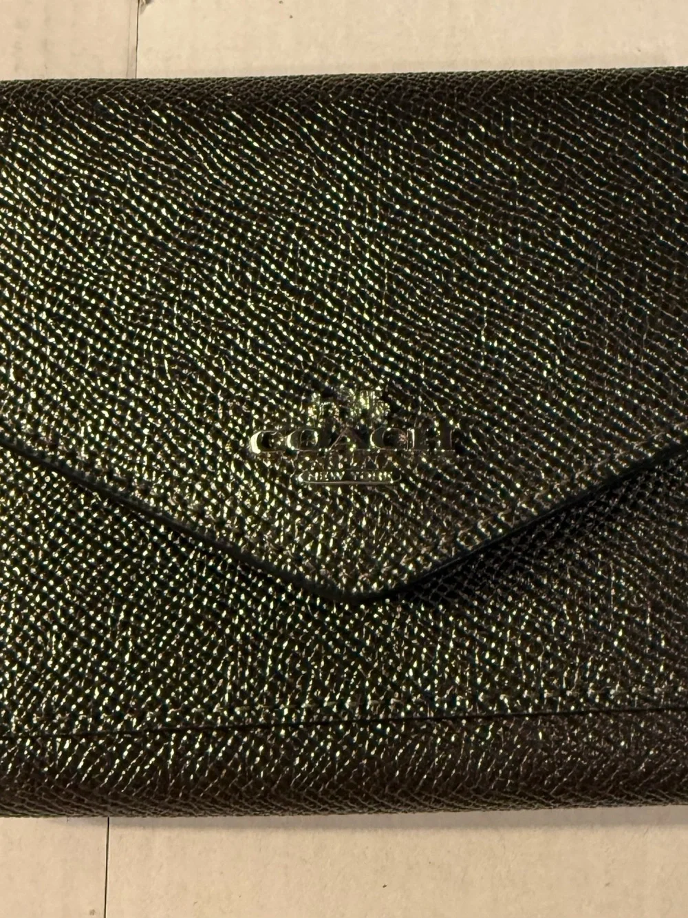 Coach Pebbled Leather Envelope Wallet in Dark Brown